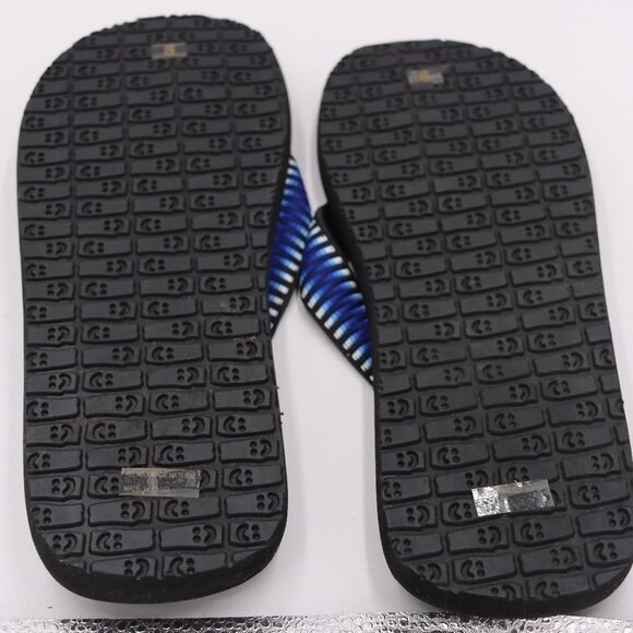 Sanuk Black and Blue Flip Flop Thong Slap Sandals 8 - Picture 4 of 9